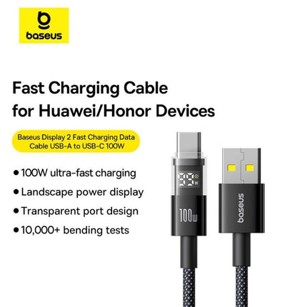 Baseus Cable USB-C to USB-A Display 2 Series Braided 100W 2.0m Black