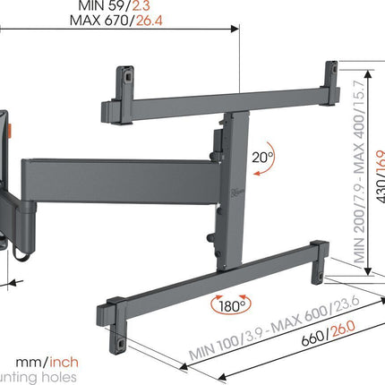 Vogels COMFORT TVM3663 TV Wall Mount 60×40 Turn 2 arms OLED