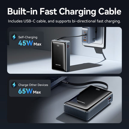 Vention Powerbank 20000mAh 65W+Built-in USBC FKDM0