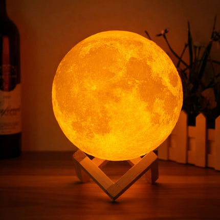 3D Moon Lamp Υγραντήρας & Νυχτερινό Φωτιστικό LED σε Σχήμα Φεγγαριού 14cm με Ξύλινη Βάση