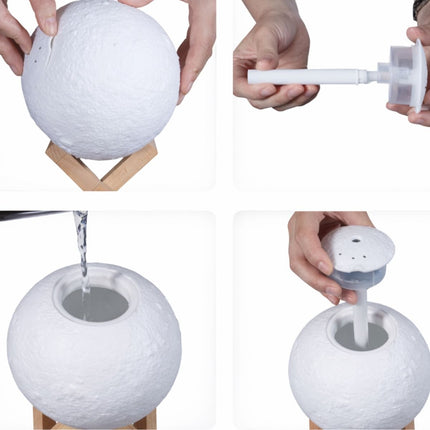 3D Moon Lamp Υγραντήρας & Νυχτερινό Φωτιστικό LED σε Σχήμα Φεγγαριού 14cm με Ξύλινη Βάση