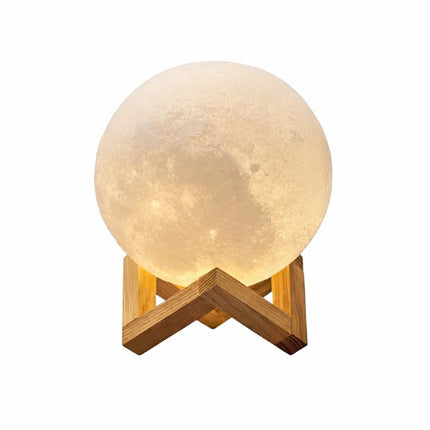 3D Moon Lamp Υγραντήρας & Νυχτερινό Φωτιστικό LED σε Σχήμα Φεγγαριού 14cm με Ξύλινη Βάση