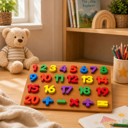 Ξύλινο Εκπαιδευτικό Puzzle Αριθμών 1-20 με Μαθηματικά Σύμβολα 3+ Ετών