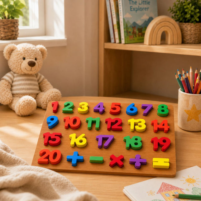 Ξύλινο Εκπαιδευτικό Puzzle Αριθμών 1-20 με Μαθηματικά Σύμβολα 3+ Ετών