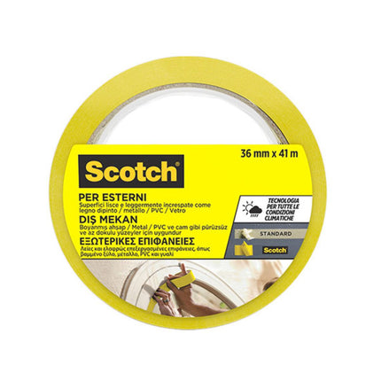 3M Scotch Ταινία Μασκαρίσματος Εξωτερικών Επιφανειών 36mm×41m 3M-2097/36X41 Κίτρινο