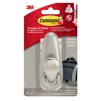 3M COMMAND Forever Classic Μεταλλικός Γάντζος Brushed Nickel για Τοίχο χωρίς Τρύπες 2.2kg FC13, Ασημί