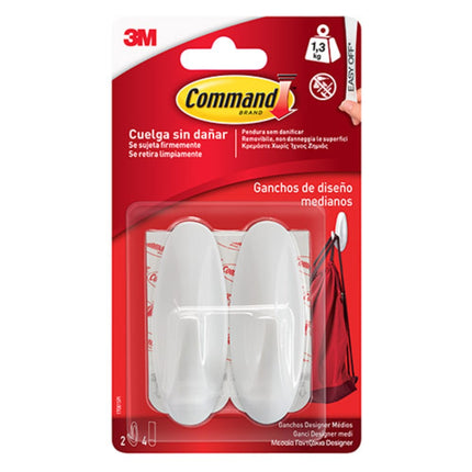 3M COMMAND Μεσαία Γαντζάκια Τοίχου για Τοποθέτηση χωρίς Τρύπες 1.3kg 17081, Λευκά