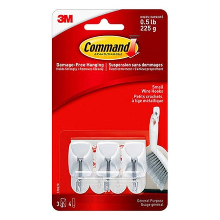 3M COMMAND Μικροί Συρμάτινοι Γάντζοι με Μεταλλικό Άγκιστρο για Τοποθέτηση χωρίς Τρύπες 225gr 17067SPI, Λευκά