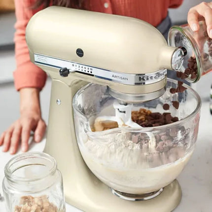 KitchenAid Artisan Μίξερ Tilt-Head 4.7L 300W με Πλανητική Κίνηση, 10 Ταχύτητες και Ανοξείδωτο Μπολ 5KSM125BAC Almond Cream