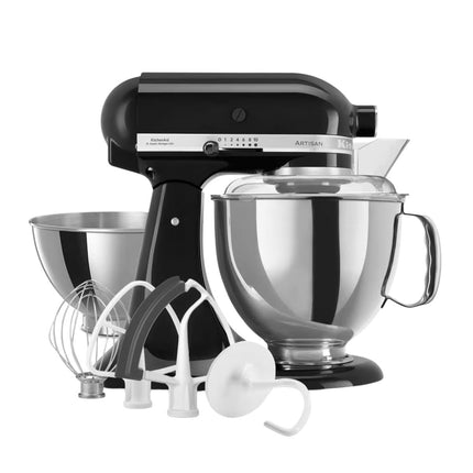 KitchenAid Artisan Μίξερ Tilt-Head 4.8L 300W με 2 Ανοξείδωτα Μπολ και Extra Αξεσουάρ 5KSM175PSBOB Onyx Black