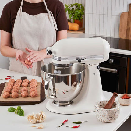 KitchenAid Artisan Μίξερ Tilt-Head 4.8L 300W με 2 Ανοξείδωτα Μπολ και Extra Αξεσουάρ 5KSM175PSBPL Porcelain White