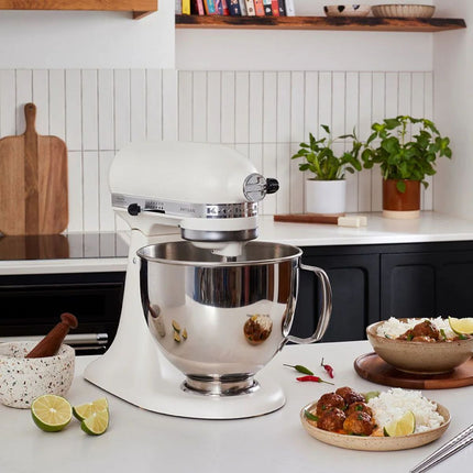 KitchenAid Artisan Μίξερ Tilt-Head 4.8L 300W με 2 Ανοξείδωτα Μπολ και Extra Αξεσουάρ 5KSM175PSBPL Porcelain White