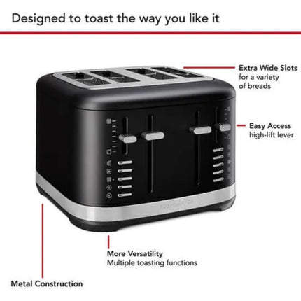 KitchenAid Φρυγανιέρα 4 Θέσεων με Χειροκίνητο Έλεγχο και 7 Επιλογές Ροδίσματος 5KMT4109BBM Matte Black