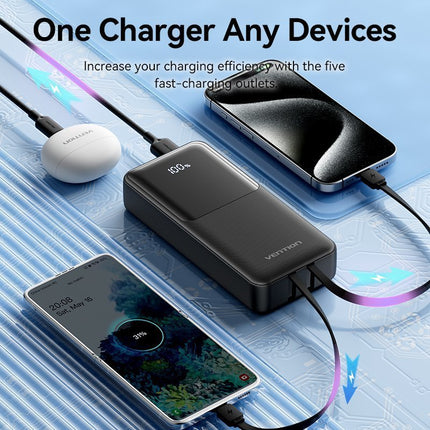 Vention Powerbank 20000mAh 22.5W Built-in USBC+Lighting Black FHPB0
