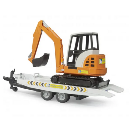 BRUDER 02546 Σετ RAM 2500 Power Wagon Υπηρεσία Ενοικίασης Ηλεκτροκίνητου Βαγονιού με Μίνι Εκσκαφέα Παιχνίδι Εργοταξίου με Ρεαλιστική Δράση