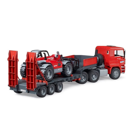 BRUDER 02774 Man TGA Φορτηγό με Ρυμουλκούμενο και Τηλεσκοπικό Ανυψωτικό με Φορτωτή Manitou Απόλυτη Δράση Κατασκευών