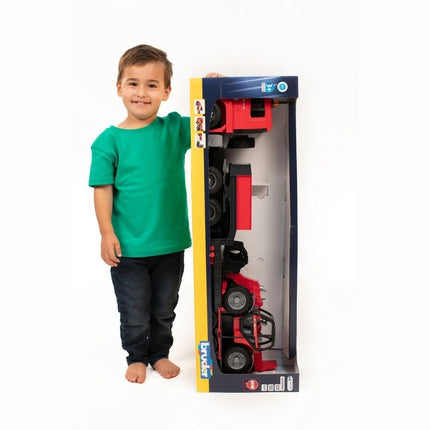 BRUDER 02774 Man TGA Φορτηγό με Ρυμουλκούμενο και Τηλεσκοπικό Ανυψωτικό με Φορτωτή Manitou Απόλυτη Δράση Κατασκευών