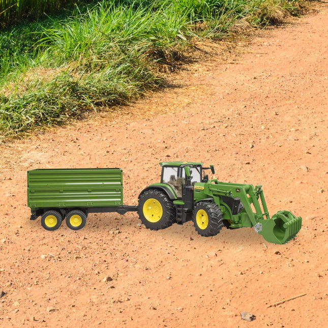 BRUDER 03155 John Deere 7R 350 με Φορτωτή & Ρυμουλκούμενο Ανατροπής Ρεαλιστικό Αγροτικό Παιχνίδι για Μικρούς Αγρότες