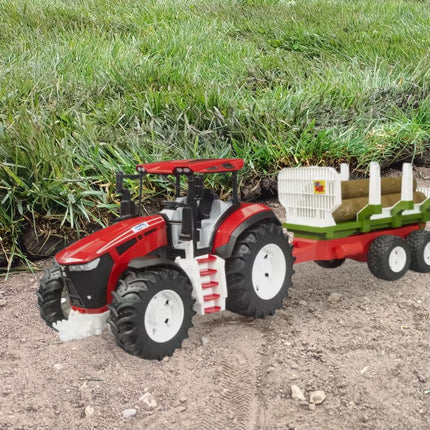 BRUDER Roadmax 03453 Τρακτέρ με Ρυμουλκούμενο Μεταφοράς και 3 κορμούς Δέντρων Εκπαιδευτικό και Ανθεκτικό Παιχνίδι Εξοχής