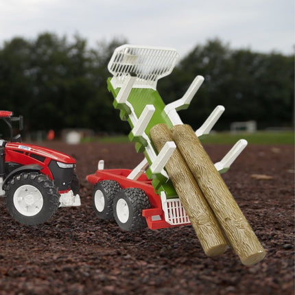 BRUDER Roadmax 03453 Τρακτέρ με Ρυμουλκούμενο Μεταφοράς και 3 κορμούς Δέντρων Εκπαιδευτικό και Ανθεκτικό Παιχνίδι Εξοχής