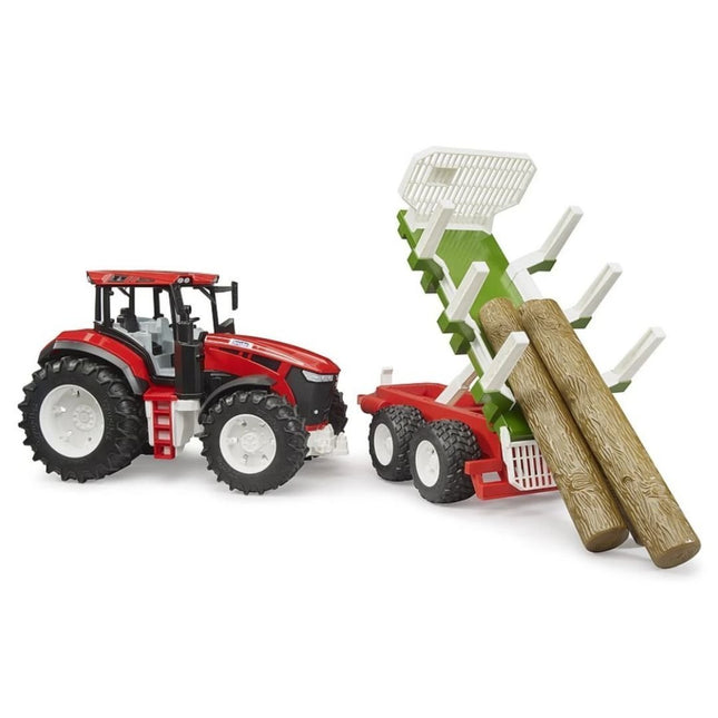 BRUDER Roadmax 03453 Τρακτέρ με Ρυμουλκούμενο Μεταφοράς και 3 κορμούς Δέντρων Εκπαιδευτικό και Ανθεκτικό Παιχνίδι Εξοχής