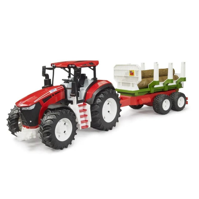 BRUDER Roadmax 03453 Τρακτέρ με Ρυμουλκούμενο Μεταφοράς και 3 κορμούς Δέντρων Εκπαιδευτικό και Ανθεκτικό Παιχνίδι Εξοχής