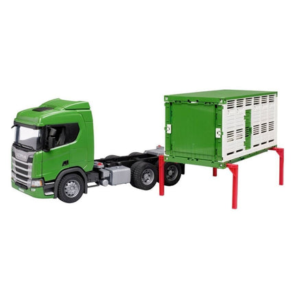 BRUDER 03548 SCANIA Super 560R Φορτηγό Μεταφοράς Ζώων με Ζώο Ρεαλισμός και Παιχνίδι Αγροτικής Ζωής