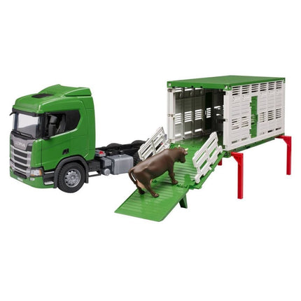 BRUDER 03548 SCANIA Super 560R Φορτηγό Μεταφοράς Ζώων με Ζώο Ρεαλισμός και Παιχνίδι Αγροτικής Ζωής
