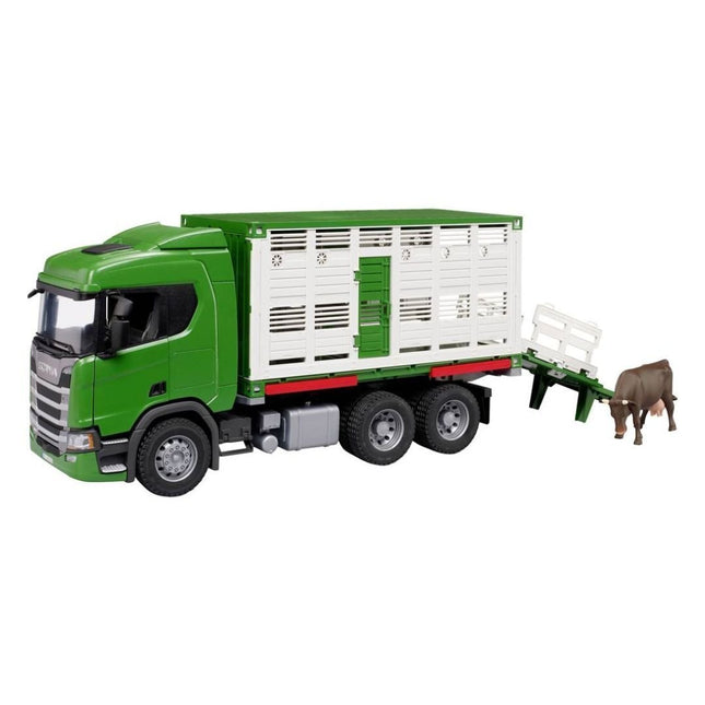 BRUDER 03548 SCANIA Super 560R Φορτηγό Μεταφοράς Ζώων με Ζώο Ρεαλισμός και Παιχνίδι Αγροτικής Ζωής