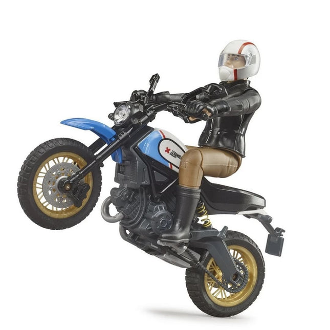 BRUDER 63051 Μοτοσυκλέτα Παιχνίδι bworld Scrambler Ducati Desert Sled Συμπεριλαμβανομένου του Αναβάτη Απόδραση στην Περιπέτεια!