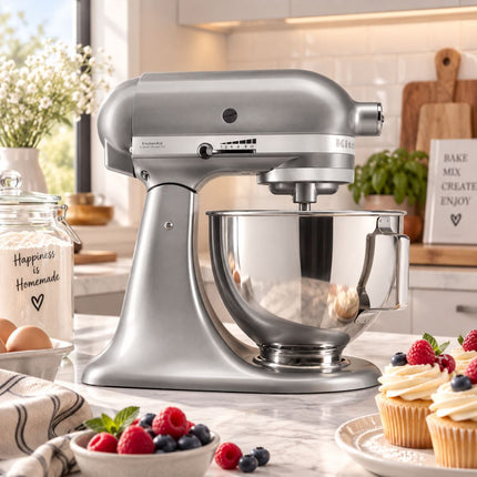 KitchenAid Κουζινομηχανή 4,3L 275W με 10 Ταχύτητες 5KSM95PSBCU Silver