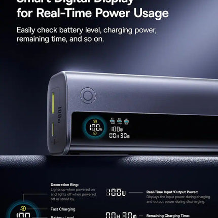 Baseus Powerbank 100W 10000mAh EnerGeek GR11 with Retractable Cable Grey