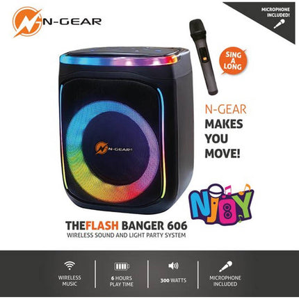 N-Gear The Flash Banger 606 Portable Karaoke Speaker LED/USB/Mic