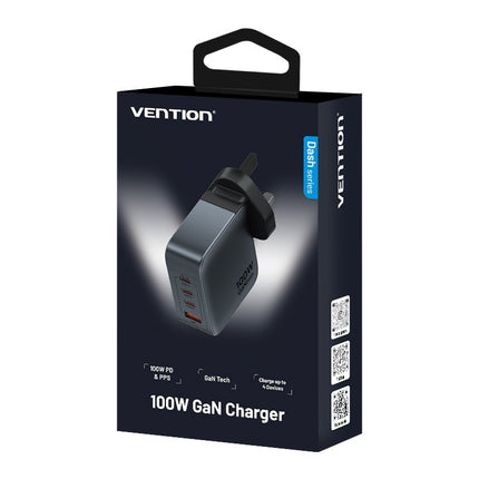 Vention Charger Wall GaN 100W 3xUSBC 1xUSBA Grey FETH0-UK