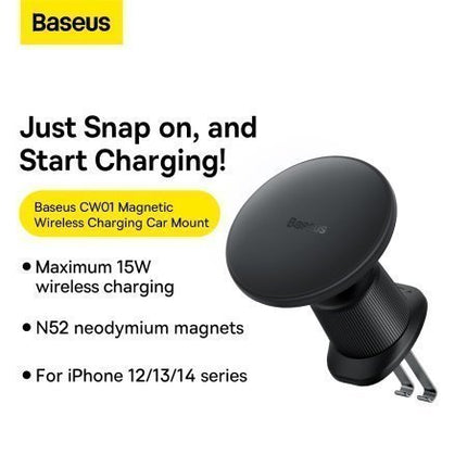Baseus Car Charger Wireless AirVent Magnetic CW01 15W  Black
