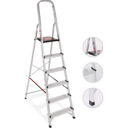 Palbest Hobby Σκάλα Αλουμινίου με 6+1 Σκαλοπάτια 221cm