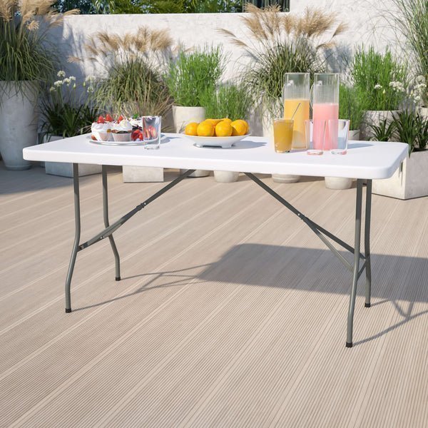 Ορθογώνιο Πτυσσόμενο Τραπέζι 122x61cm από Ανοξείδωτο Χάλυβα