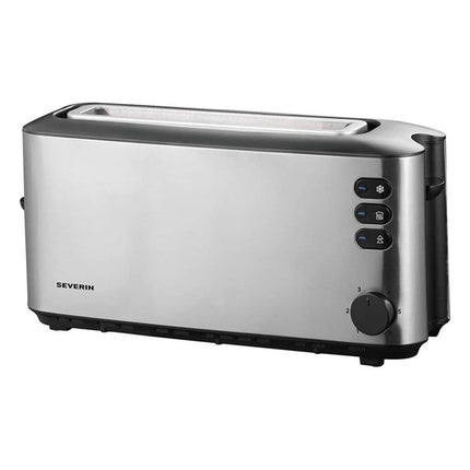 SEVERIN Αυτόματη Φρυγανιέρα 1000W με Μακριά Υποδοχή για 2 Φέτες, Ανοξείδωτο Ατσάλι Διπλού Τοιχώματος, Αυτόματη Ανύψωση & Ενσωματωμένη Σχάρα για Ζέσταμα Ψωμιού AT-2515