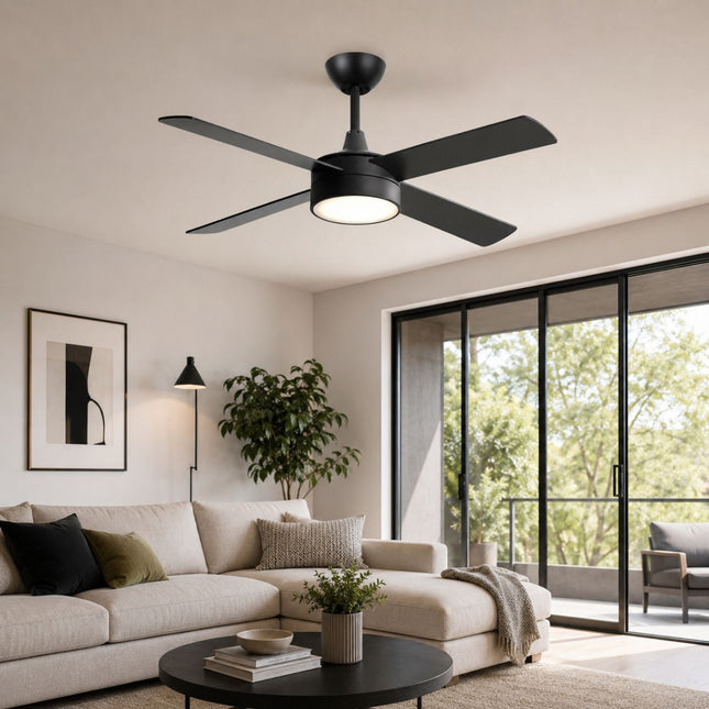 OTTO Διακοσμητικός Ανεμιστήρας Οροφής 52” 60W με Τηλεχειριστήριο και Φωτισμό LED D52080 Μαύρο