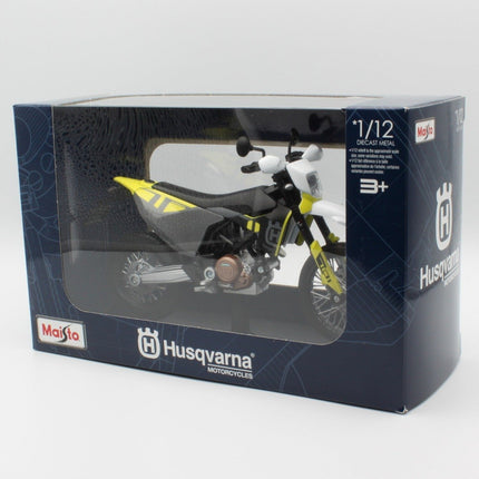 MAISTO Μινιατούρα Μοτοσυκλέτας Husqvarna 701 Supermoto 2023 1:12, 32726 Κίτρινο/Άσπρο, 3+ Ετών