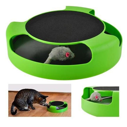 Παιχνίδι Κίνησης για Γάτες “Catch the Mouse” Στρογγυλό Διαδραστικό Παιχνίδι με Αντιολισθητική Βάση & Ξυστράκι, Πράσινο