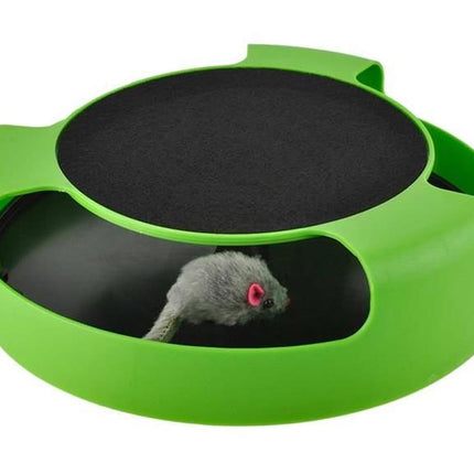 Παιχνίδι Κίνησης για Γάτες “Catch the Mouse” Στρογγυλό Διαδραστικό Παιχνίδι με Αντιολισθητική Βάση & Ξυστράκι, Πράσινο