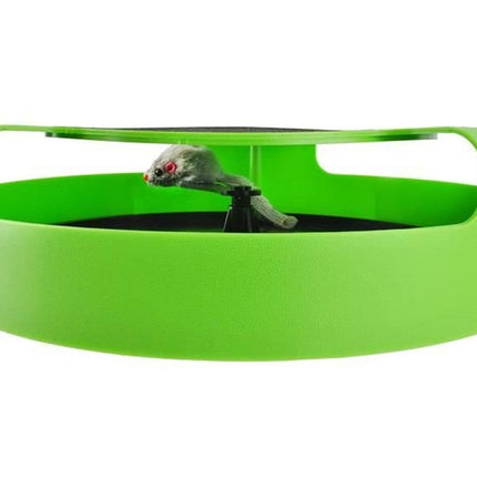 Παιχνίδι Κίνησης για Γάτες “Catch the Mouse” Στρογγυλό Διαδραστικό Παιχνίδι με Αντιολισθητική Βάση & Ξυστράκι, Πράσινο