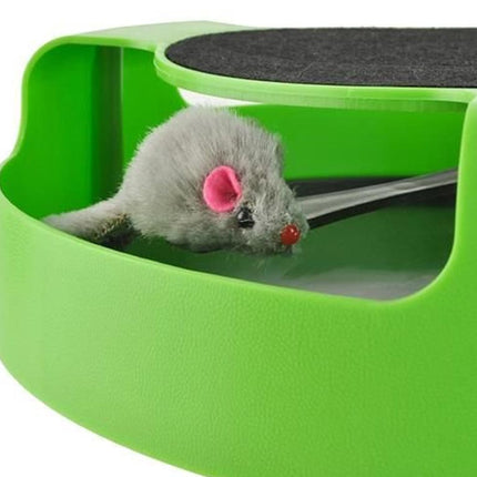 Παιχνίδι Κίνησης για Γάτες “Catch the Mouse” Στρογγυλό Διαδραστικό Παιχνίδι με Αντιολισθητική Βάση & Ξυστράκι, Πράσινο