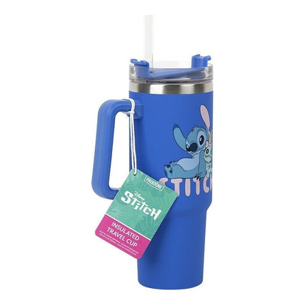 PALADONE Disney Lilo & Stitch Ποτήρι Θερμός 900ml Ανοξείδωτο με Καλαμάκι, Καπάκι & Λαβή Μπλε