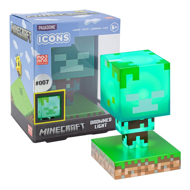 PALADONE Minecraft Drowned Zombie Icon Light Φωτιστικό 3D Φιγούρα 11,8cm Γαλαζοπράσινο, 3+ Ετών