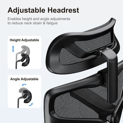 Lumivida Office Chair Ergonomic Mesh Lumbar Support Adjustable Seat/Armrest Black CH10-10