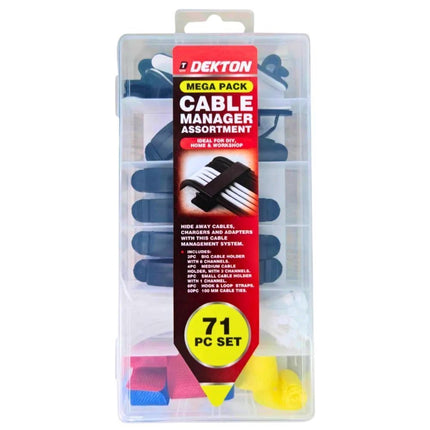 DEKTON Σετ Διαχείρισης Καλωδίων 71 Τεμαχίων Οργανώστε και Κρύψτε Καλώδια, Φορτιστές και Αντάπτορες