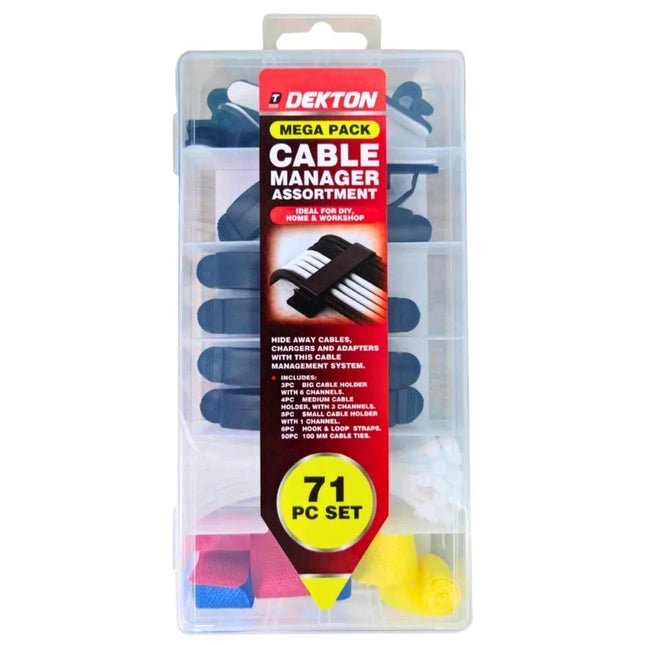 DEKTON Σετ Διαχείρισης Καλωδίων 71 Τεμαχίων Οργανώστε και Κρύψτε Καλώδια, Φορτιστές και Αντάπτορες