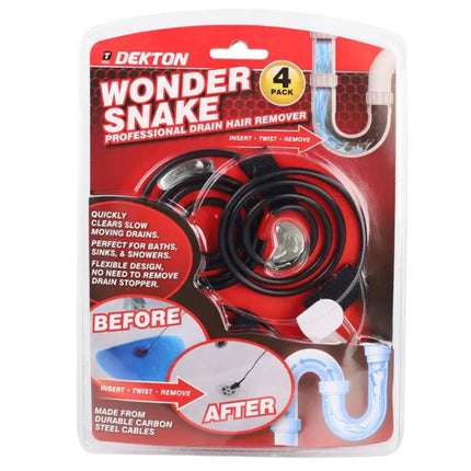 DEKTON Σετ 4 Τεμαχίων Wonder Snake για Αφαίρεση Φραγμένων Σωληνώσεων Γρήγορα και Αποτελεσματικά